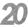 Image de Sachet de 6 grands Confettis anniversaire, ARGENT pailleté 20 ans