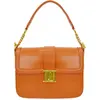 Image de Sac à main en cuir pour femme Lamarthe Paris Bella, orange, modèle Postbag