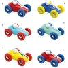Image de Vilac Mini voiture de course en bois 1 pièce bleue avec roues rouges
