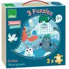 Image de Coffret de Puzzles en Bois Animaux du Monde - 3x16 Pièces - Neuf