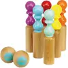 Image de Set de quilles de bowling rétro Vilac en bois dans un sac à dos - Jeu D'enfant
