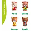 Image de Lot de 4 figurines ours Les Klorofil Browny Family VULLI Alice Basile Emma David Marron et multicolore en blister - Neuf