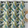 Image de Homemaison - Rideau Moderne Et Originale Motif Plumes Vertes - 135x240cm - Vert