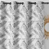 Image de Homemaison   Rideau Moderne Motif Plumes Grises 135x240cm   100% Polyester   Tête Avec 8  illets   Lavable À 30°