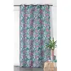 Image de Rideau Imprimé Fleurs Roses Aux Feuilles Vertes - 145x250cm - Vert Sapin