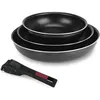 Image de SITRAM 3 Stück Agile Poeles - Aluminium Antihaft - Ø 20/24/28 cm - Tous feux dont induction - Noir