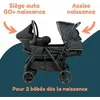 Image de Poussette double jumelle - BAMBISOL - Poussette double combinée + siège auto I-Size - 4 roues - Noir