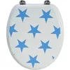 Image de Abattant De Toilette En Bois Compressé Mdf Etoiles Bleues Siege Wc Standard