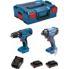 Image de Bosch Professional Système 18V GSB 18V-21 + GDR 18V-160 - Marteau perforateur + tournevis de Visseuse à choc a Batterie (2 x 2.0 Ah, en L-BOXX )