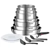 Image de Tefal Ingenio Emotion Batterie de cuisine 13 pièces, Acier inoxydable, Empilable, Garantie 5 ans, Revêtement antiadhésif, Induction L897DS04 en occasion ou reconditionné