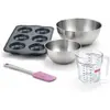Image de Set de 5 ustensiles de pâtisserie moule à gâteaux 2 bols spatule pâtisserie et verre doseur Silicone fibre de verre Silicone fibre de verre Zenker Silicone fibre de verre