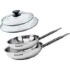 Image de Set de 2 poêles 20 et 24 cm en inox et 2 couvercles en verre Fackelmann Eterna