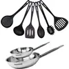 Image de Set de 2 poêles 20 et 28 cm en inox et 6 ustensiles Fackelmann Eterna