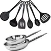 Image de Set de 2 poêles 24 et 28 cm en inox et 6 ustensiles Fackelmann Eterna