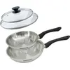Image de Set 2 poêles 20 et 24 cm en inox et couvercles verres Fackelmann Geneva