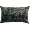 Image de Vivaraise - Coussin Brodé Vivaraise Raki - Motif Jungle En Acrylique Et Coton, Gris Carbone - 40 X 65 Cm