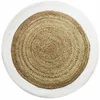 Image de Thedecofactory - Funny Jute - Tapis Salon Rond En Jute Et Coton Bande Blanche Diam.120