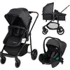 Image de Bebeconfort Haze Trio, poussette 3 en 1 set complet, 0-4 ans, unité de siège 2 en 1, poussette réversible & légère, coque i-Size pour bébé,Tinted Grey