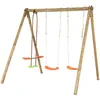 Image de Trigano   Portique En Bois 2,30 M   Pin Traité Autoclave Iv   3 Agrès Avec Balançoires Orange Et Face-à-face   Installation Stable