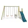 Image de Portique de jeux AMILY ALEO BY TRIGANO en bois et métal avec 3 accessoires, toboggan et plateforme, corail - Neuf