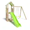 Image de Aire de jeux bois ALEO by TRIGANO Smart Xperience Marron pour jusqu'à 7 enfants avec toboggan 2,63 m, balançoires, bac à sable et mur de grimpe - Neuf