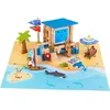 Image de Journée a la Plage 120 Pieces - Jeu de Construction en Bois Naturel, Tapis et Accessoires Inclus, 32x27x11 cm - Neuf