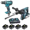 Image de Perceuse visseuse DDF482 + Perforateur burineur SDS-PLUS DHR264 - MAKITA - avec 4 batteries 18V 4.0Ah + chargeur double - LOT0234