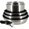 Image de Set de casseroles - Induction - MENASTYL - 7930018 - Acier inoxydable - 6 pièces - Poignée amovible - Gris
