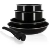Image de Set de casseroles - induction - MENASTYL - 6020437 - Aluminium antiadhésif - 5 pièces - Poignée amovible - Noir