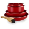 Image de MENASTYL - Batterie de Cuisine Amovible Empilable - Tous Feux Dont Induction - Revêtement Céramique Antiadhésif sans PFAS - Gamme Colorama - Couleur Magenta - 2 Poêles + 2 Casseroles + 1 Poignée en occasion ou reconditionné