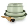 Image de MENASTYL - Batterie de Cuisine Amovible Empilable - Tous Feux Dont Induction - Revêtement Céramique Antiadhésif sans PFAS - Gamme Colorama - Couleur Céladon - 2 Poêles + 2 Casseroles + 1 Poignée en occasion ou reconditionné