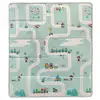 Image de Tapis d'éveil TINEO Maxi 150 x 180 cm réversible mousse imperméable Motifs animaux / Circuit de voitures Mint/Crème - Neuf