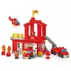 Image de Caserne des pompiers Ecoiffier Abrick 2980 avec 2 pompiers véhicules et hélicoptère Rouge - Neuf