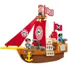 Image de Jeu de construction Abrick Bateau pirate Ecoiffier 2 pirates 1 perroquet 3 canons Coffret 29 pièces Rouge Multicolore - Neuf