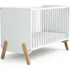 Image de AT4 - Lit bébé en bois 60x120 PIRATE Blanc et Hêtre, sommier à lattes réglable 3 positions