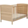 Image de AT4 - Lit bébé évolutif en bois 70 x 140 LUNA Hêtre verni| 144 x 74 x 86,5 cm | Sommier à lattes réglable 3 hauteurs | Transformable en lit junior