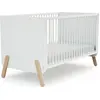 Image de AT4 - Lit bébé évolutif en bois 70 x 140 cm PIRATE Blanc et Hêtre Verni