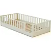 Image de JURABABY - Lit au sol enfant en bois SONHO - 90x190 - Blanc perle | Avec barrière amovible gauche ou droite | Lit enfant avec sommier