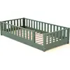 Image de JURABABY - Lit au sol enfant en bois SONHO - 90x190 - Vert sauge | Avec barrière amovible gauche ou droite | Lit enfant avec sommier