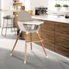 Image de WEBABY - Chaise haute évolutive pour repas bébé Blanc et Gris |2 hauteurs|Tablette amovible et réglable | Harnais de sécurité 5 points