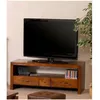 Image de Macabane   Meuble Tv En Bois Mindi Marron   2 Grands Tiroirs Et 1 Petit Tiroir   Dimensions 120 X 50 X 48 Cm   Style Contemporain Et Ethnique