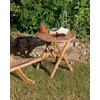 Image de FUN - Table pique nique de jardin ronde 50x50cm en bois Teck