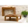 Image de API - Table basse carrée marron sous plateau 90x90cm bois Teck