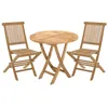 Image de Macabane - Fun - Salon De Jardin En Bois Teck 2 Personnes - Ensemble De Jardin - 1 Table Ronde Pliante 80 Cm Et 2 Chaises