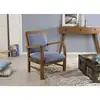 Image de Macabane - Dak - Fauteuil Bois Teck Tissu Bleu Scandi