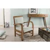 Image de Macabane - Dak - Fauteuil Bois Teck Scandi Tissu Bleu Clair 'pétales'