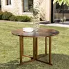 Image de MAEVA - Table de jardin 4/5 pers.- table ronde rabats bois teck huilé