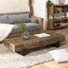 Image de MATHIS - Table basse marron rectangulaire poutres bois massif
