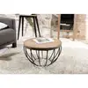 Image de Macabane - Sixtine - Table Basse Coque Ronde 60x60cm Plateau Teck Recyclé Piétement Métal Noir