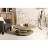 Image de SIXTINE - Table basse double plateau 100x100cm teck recyclé métal blanc